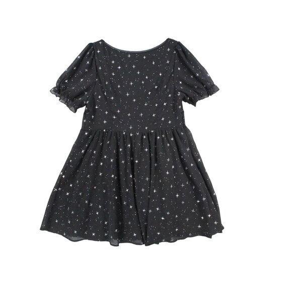 Cider Womens Starry Night Dress 1XL Black Sheer Short Sleeve Empire Waist - Picture 10 of 14